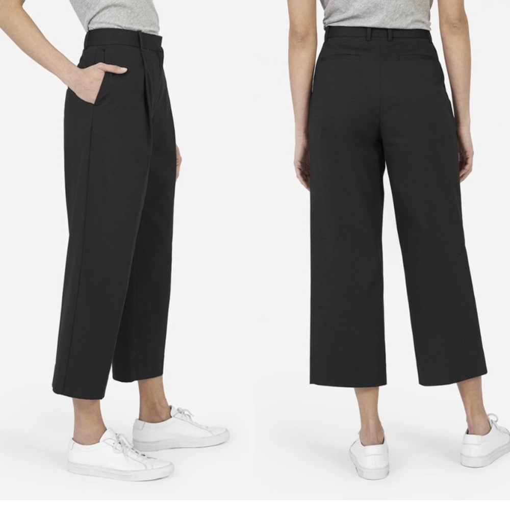 Everlane twill crop pant black 8 pleated